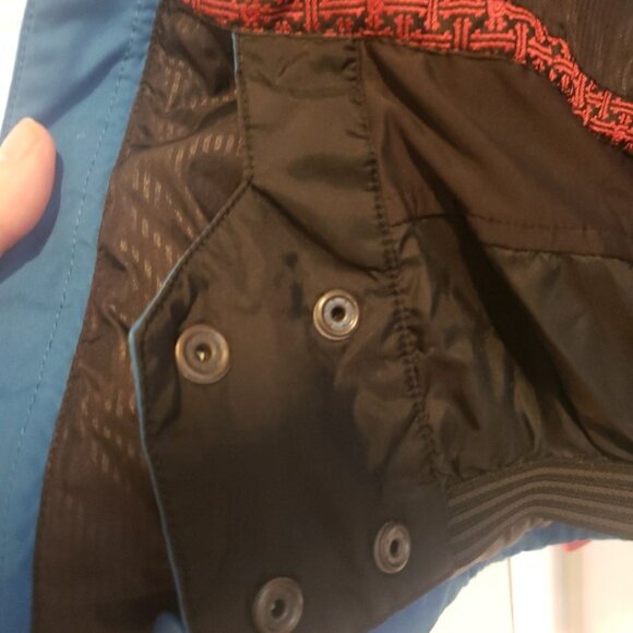 Burton Mens Jacket Dry Ride Hooded Ski Snowboard MED Blue Red Colorblock - Picture 7 of 13